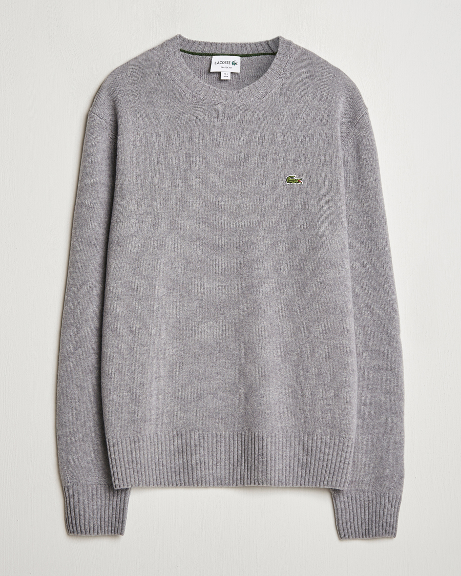 Uomini | Maglieria | Lacoste | Carded Wool Crew Neck Silver Chine