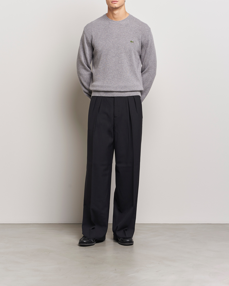Uomini | Maglieria | Lacoste | Carded Wool Crew Neck Silver Chine