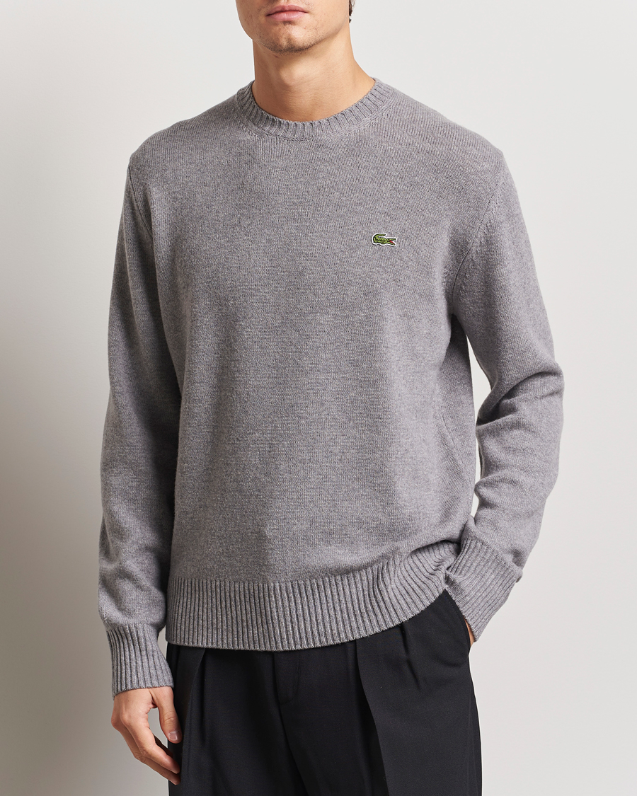Uomini | Maglieria | Lacoste | Carded Wool Crew Neck Silver Chine