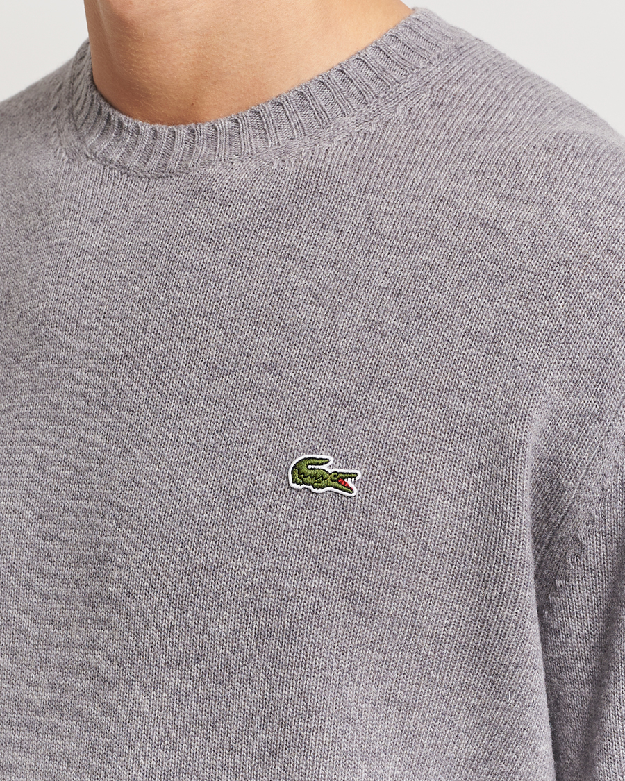 Uomini | Maglieria | Lacoste | Carded Wool Crew Neck Silver Chine