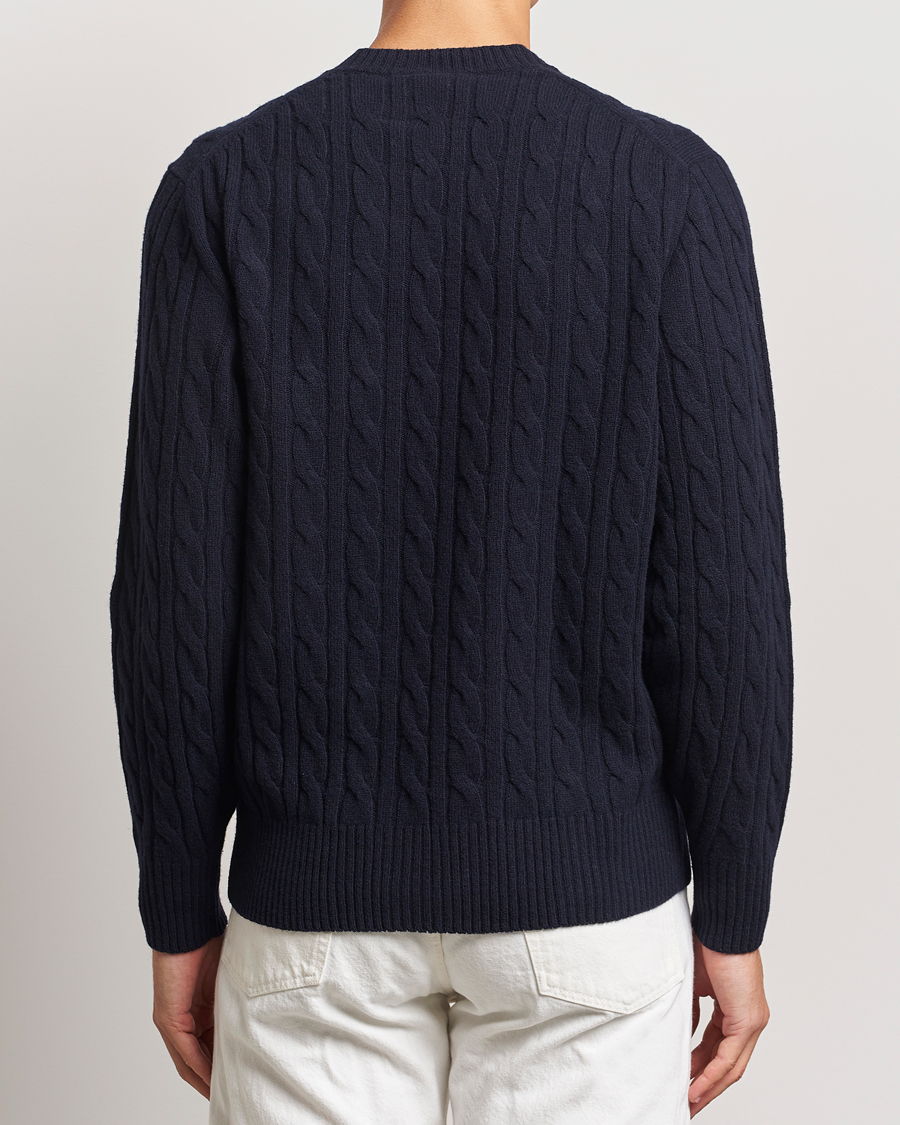 Uomini | Maglieria | Lacoste | Carded Wool Cable Crew Neck Navy