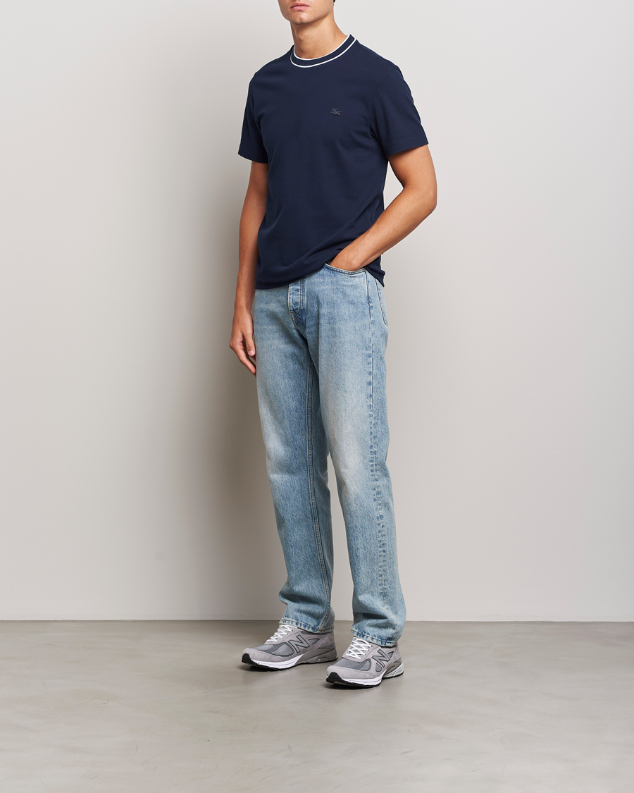Uomini | T-shirt | Lacoste | Contrast Rib Piqué T-Shirt Navy Blue
