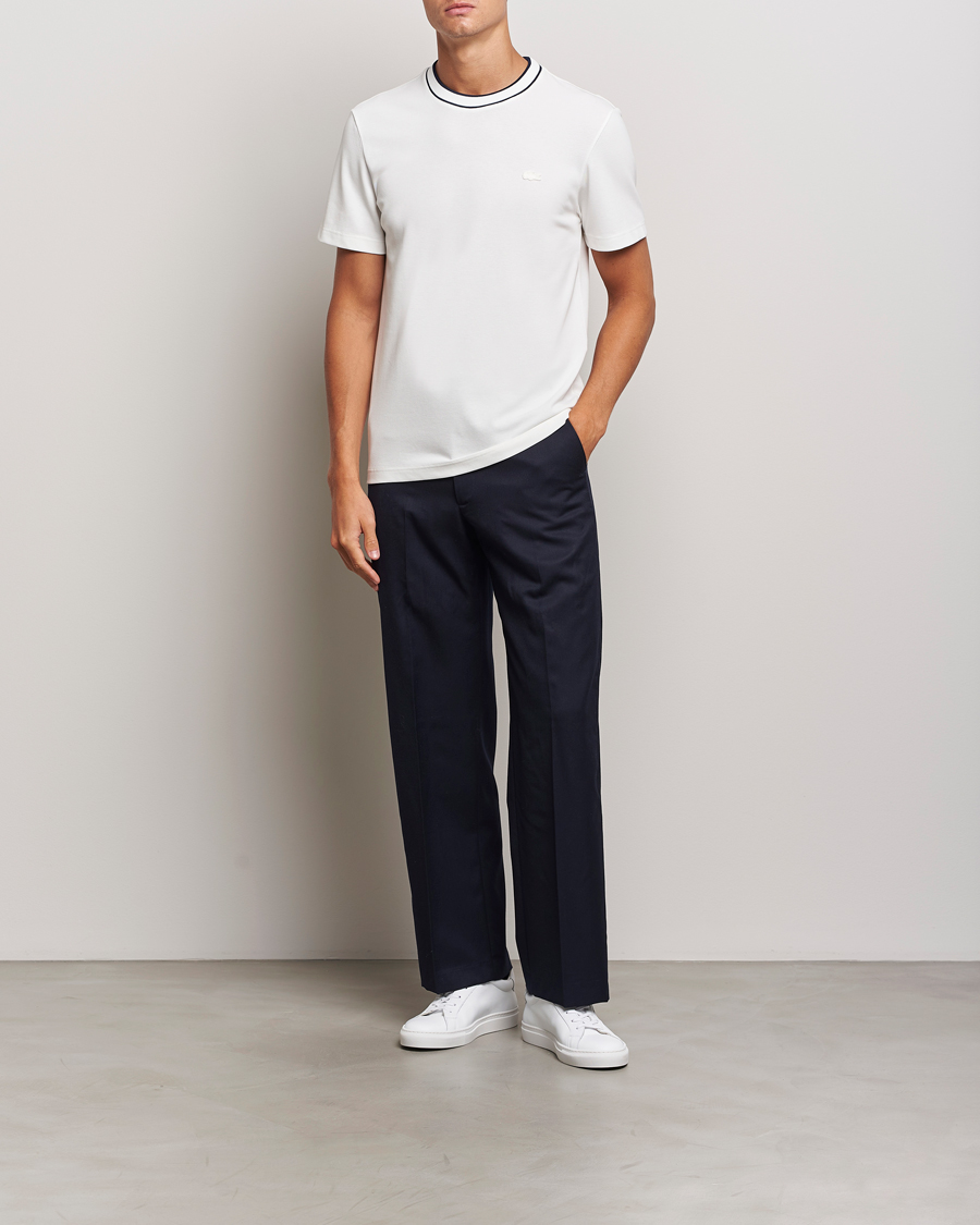 Uomini | T-shirt | Lacoste | Contrast Rib Piqué T-Shirt Flour