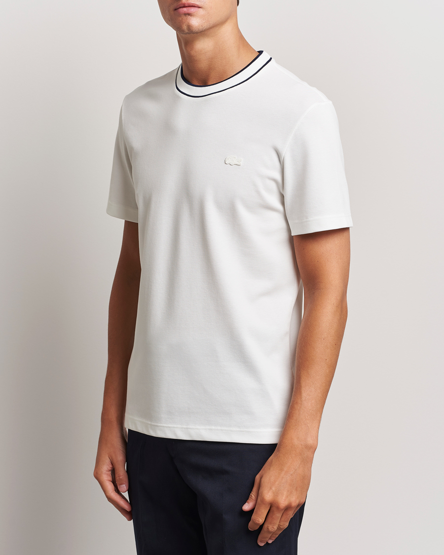 Uomini | T-shirt | Lacoste | Contrast Rib Piqué T-Shirt Flour