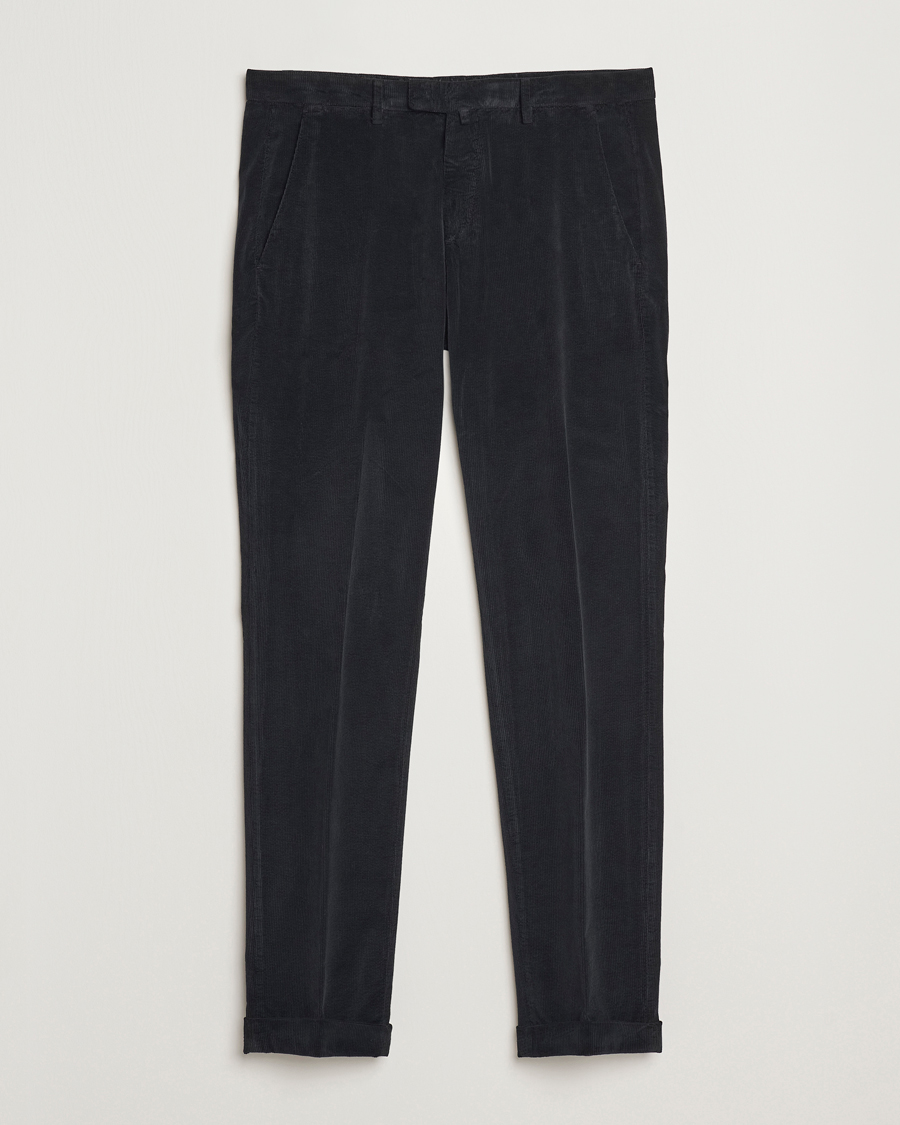 Uomini | Pantaloni | Briglia 1949 | Slim Fit Corduroy Trousers Black