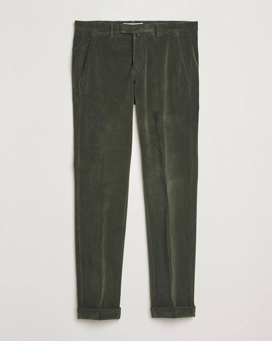 Uomini | Pantaloni | Briglia 1949 | Slim Fit Corduroy Trousers Dark Green