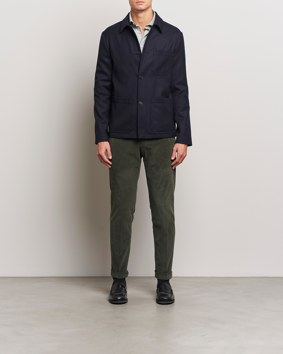 Uomini | Pantaloni | Briglia 1949 | Slim Fit Corduroy Trousers Dark Green
