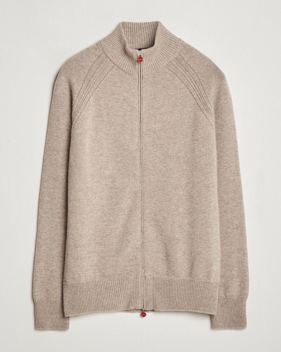 Uomini | Maglieria | Kiton | Cashmere Raglan Full Zip Beige
