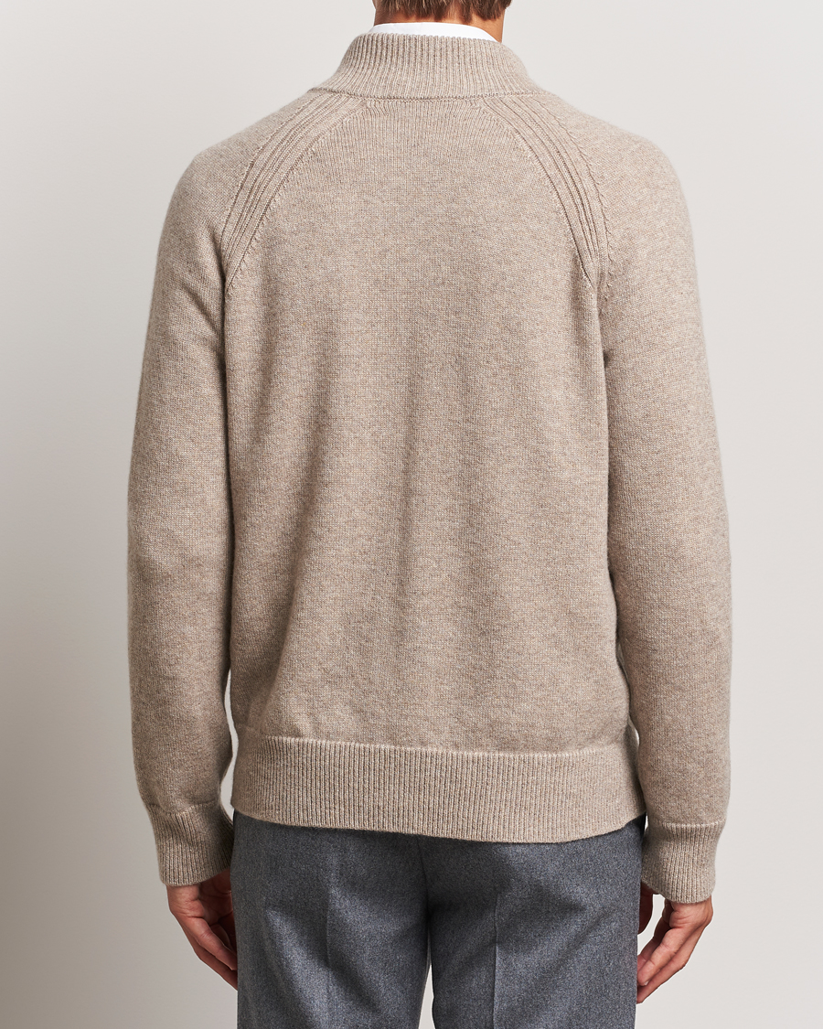 Uomini | Maglieria | Kiton | Cashmere Raglan Full Zip Beige