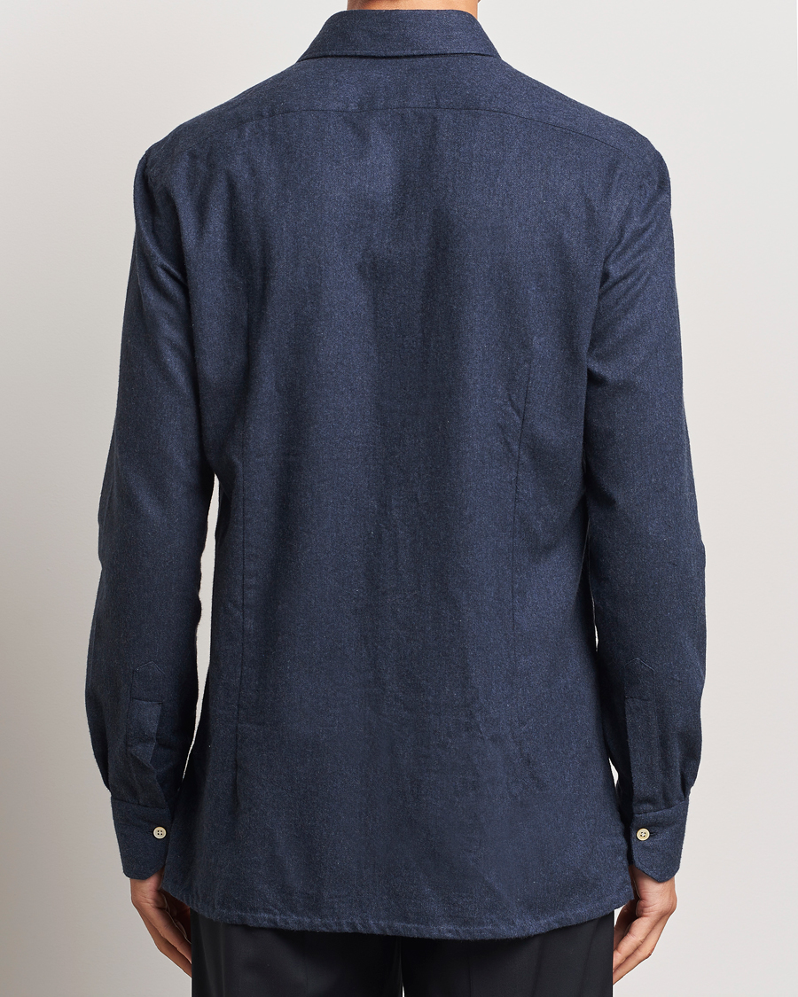 Uomini | Camicie | Kiton | Soft Flannel Sport Shirt Navy