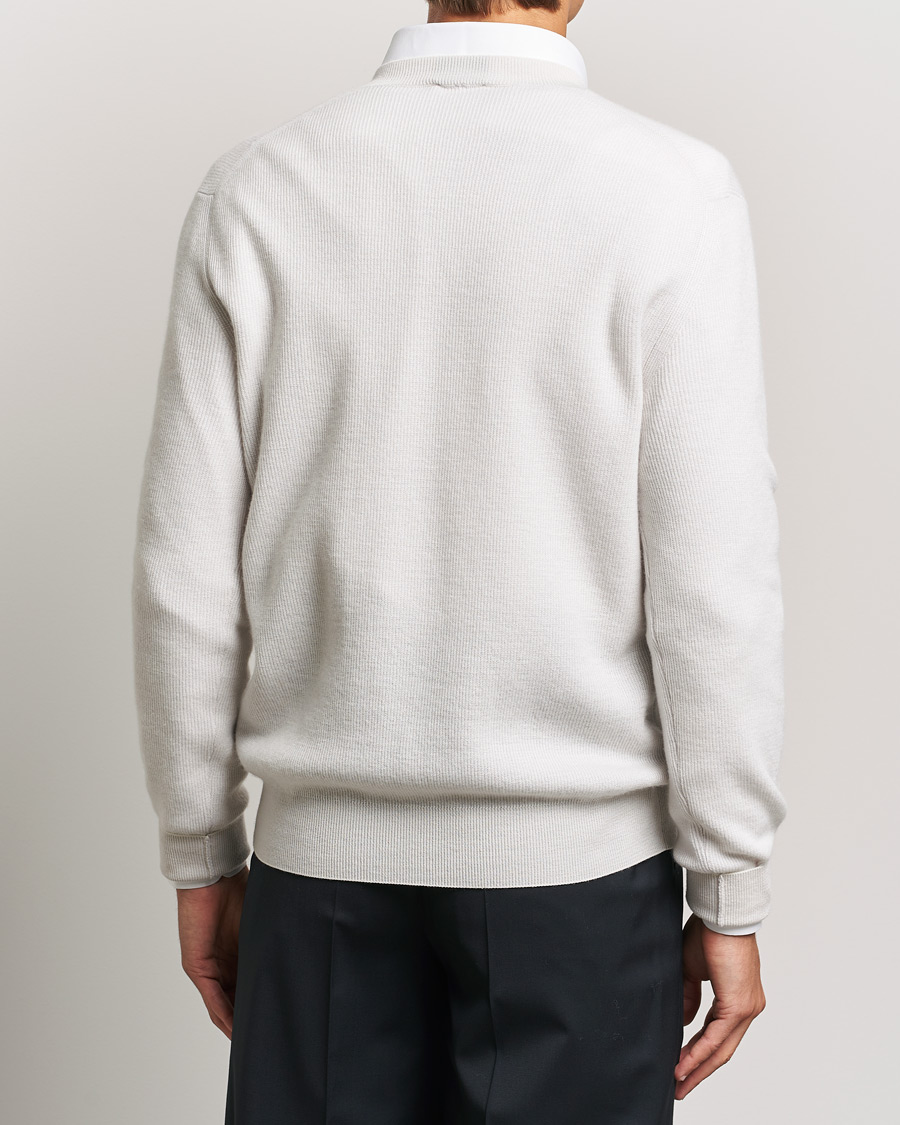 Uomini | Maglieria | Brioni | Rib Cashmere V-Neck Sweater Light Grey
