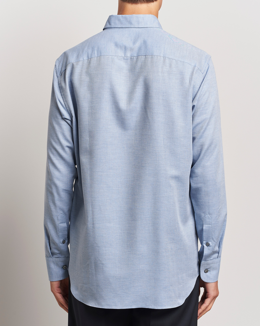 Uomini | Camicie | Brioni | Cotton/Cashmere Flannel Shirt Light Blue