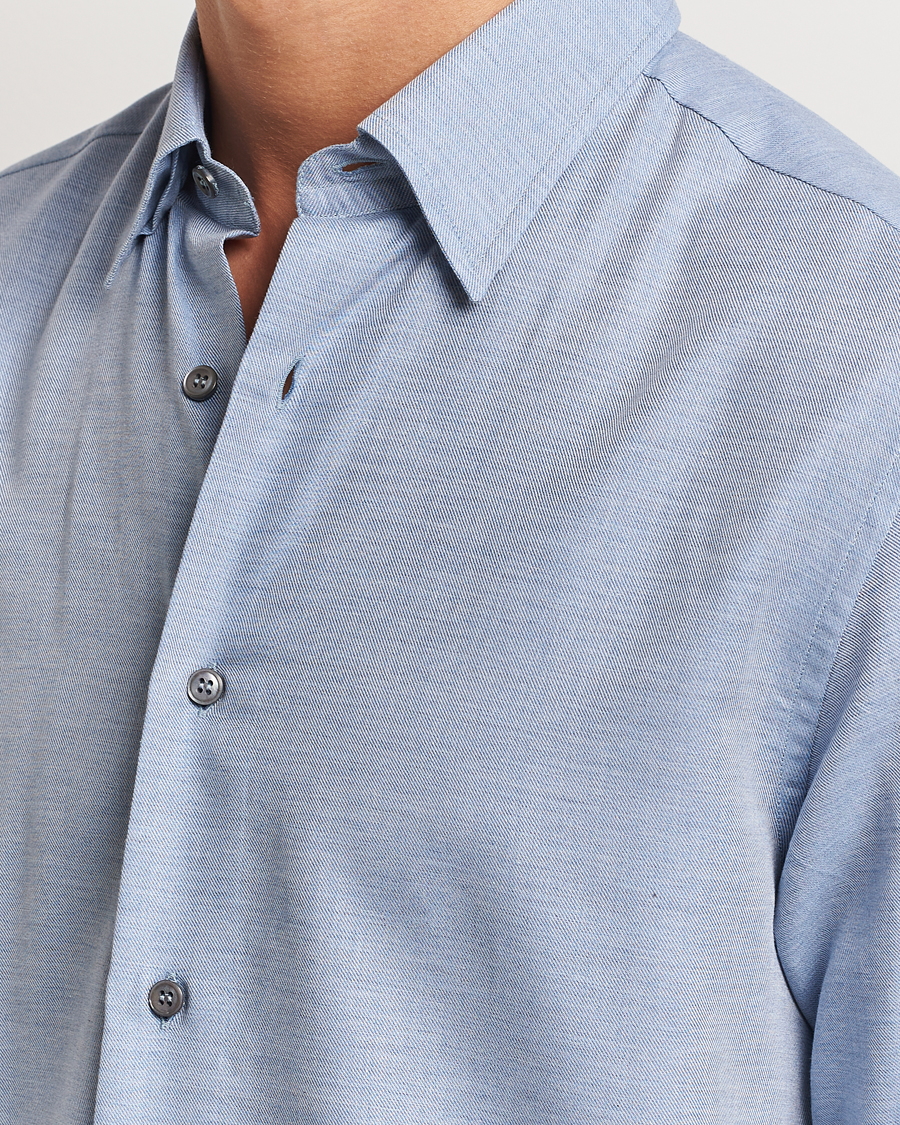 Uomini | Camicie | Brioni | Cotton/Cashmere Flannel Shirt Light Blue