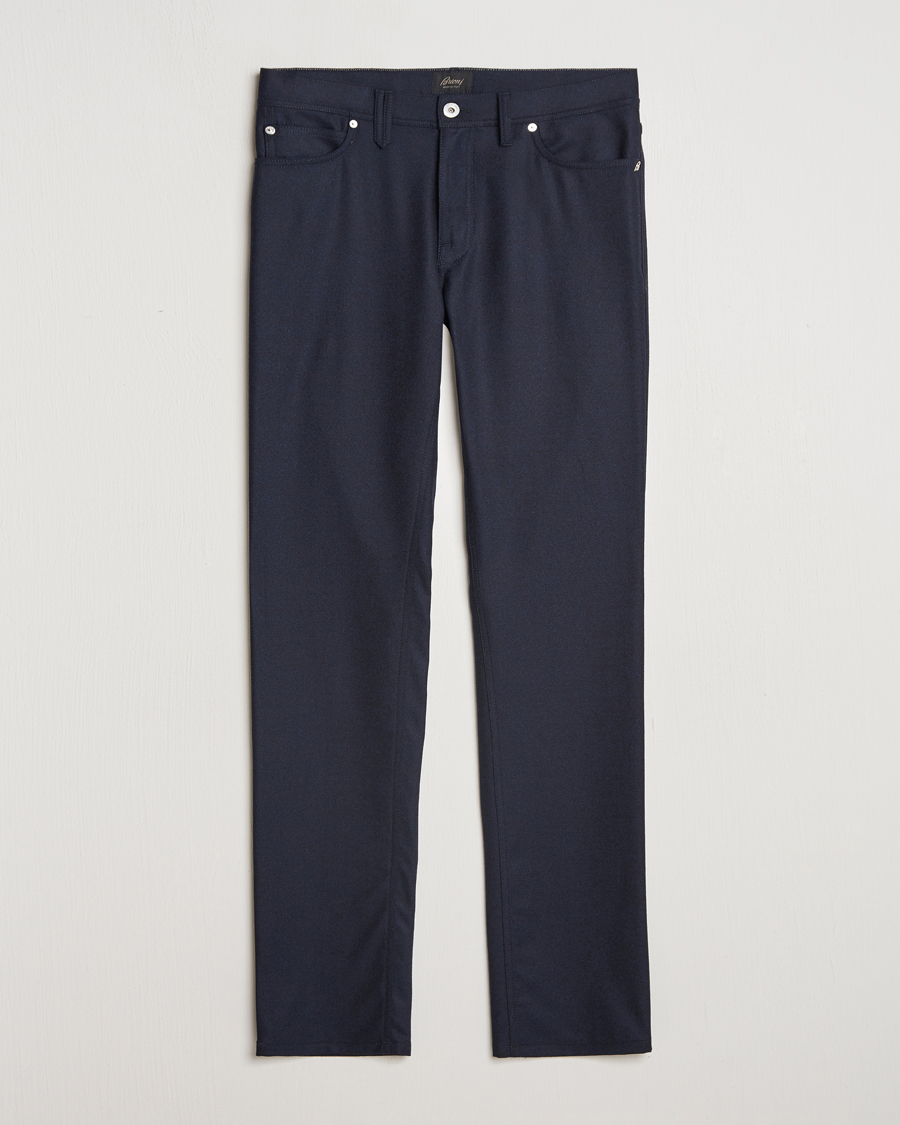Uomini | Pantaloni | Brioni | Slim Fit 5-Pocket Flannel Pants Navy
