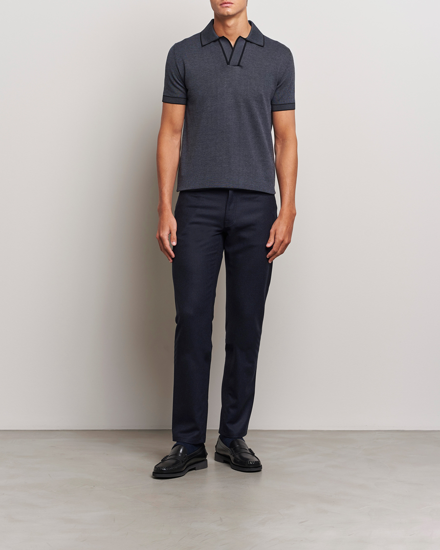 Uomini | Pantaloni | Brioni | Slim Fit 5-Pocket Flannel Pants Navy