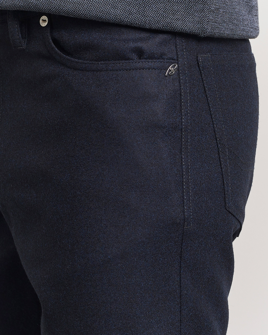 Uomini | Pantaloni | Brioni | Slim Fit 5-Pocket Flannel Pants Navy