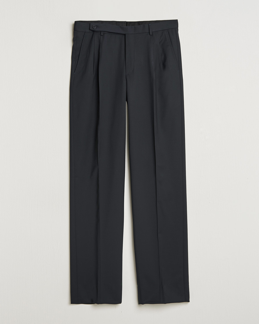 Uomini | Pantaloni | Brioni | Pleated Wool Trousers Navy
