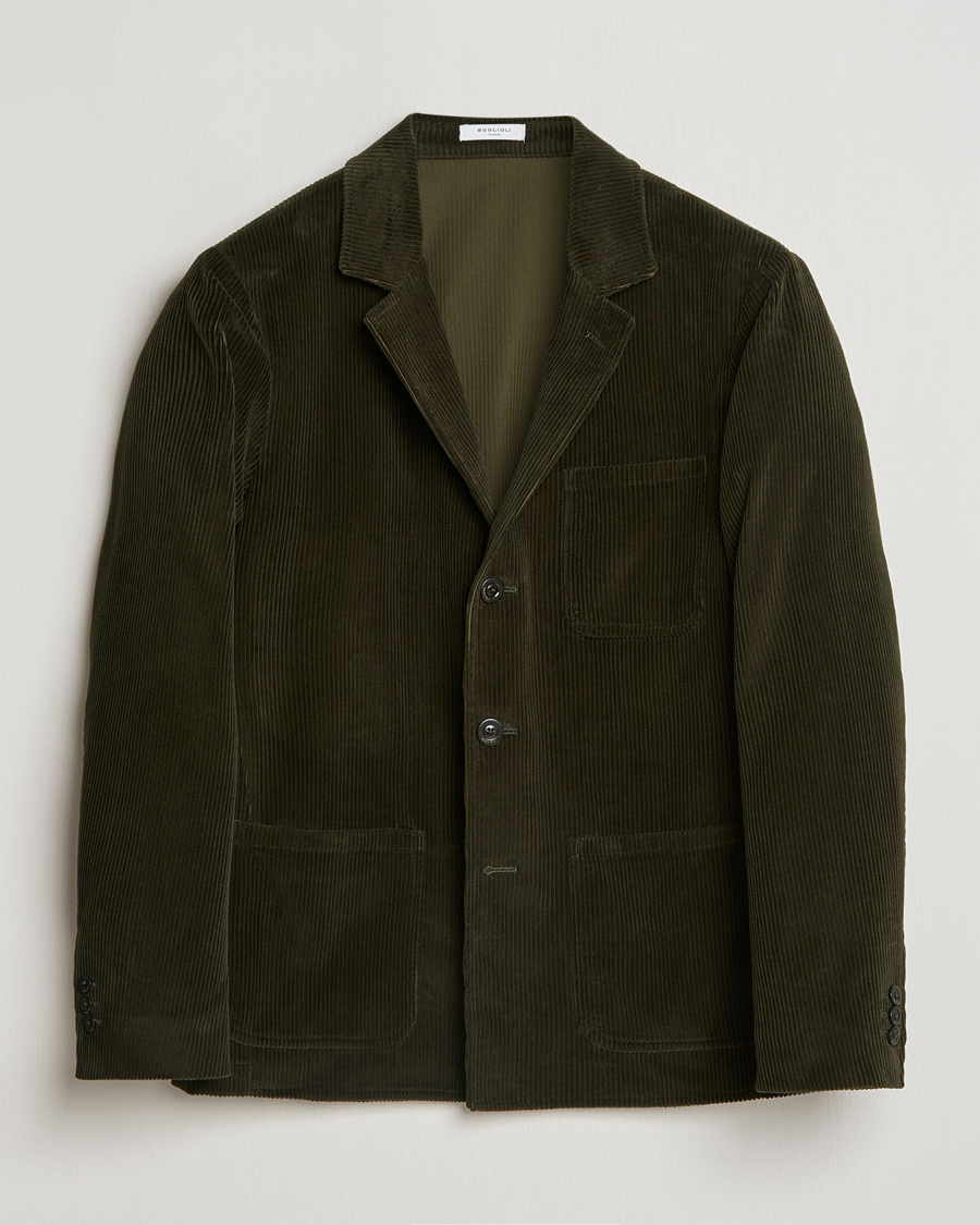 Uomini | Blazers | Boglioli | Wale Corduroy Painter Jacket Dark Green