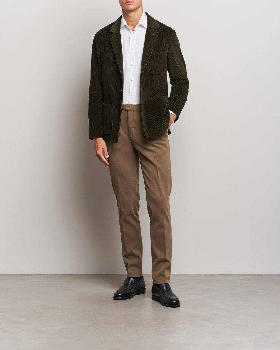 Uomini | Blazers | Boglioli | Wale Corduroy Painter Jacket Dark Green