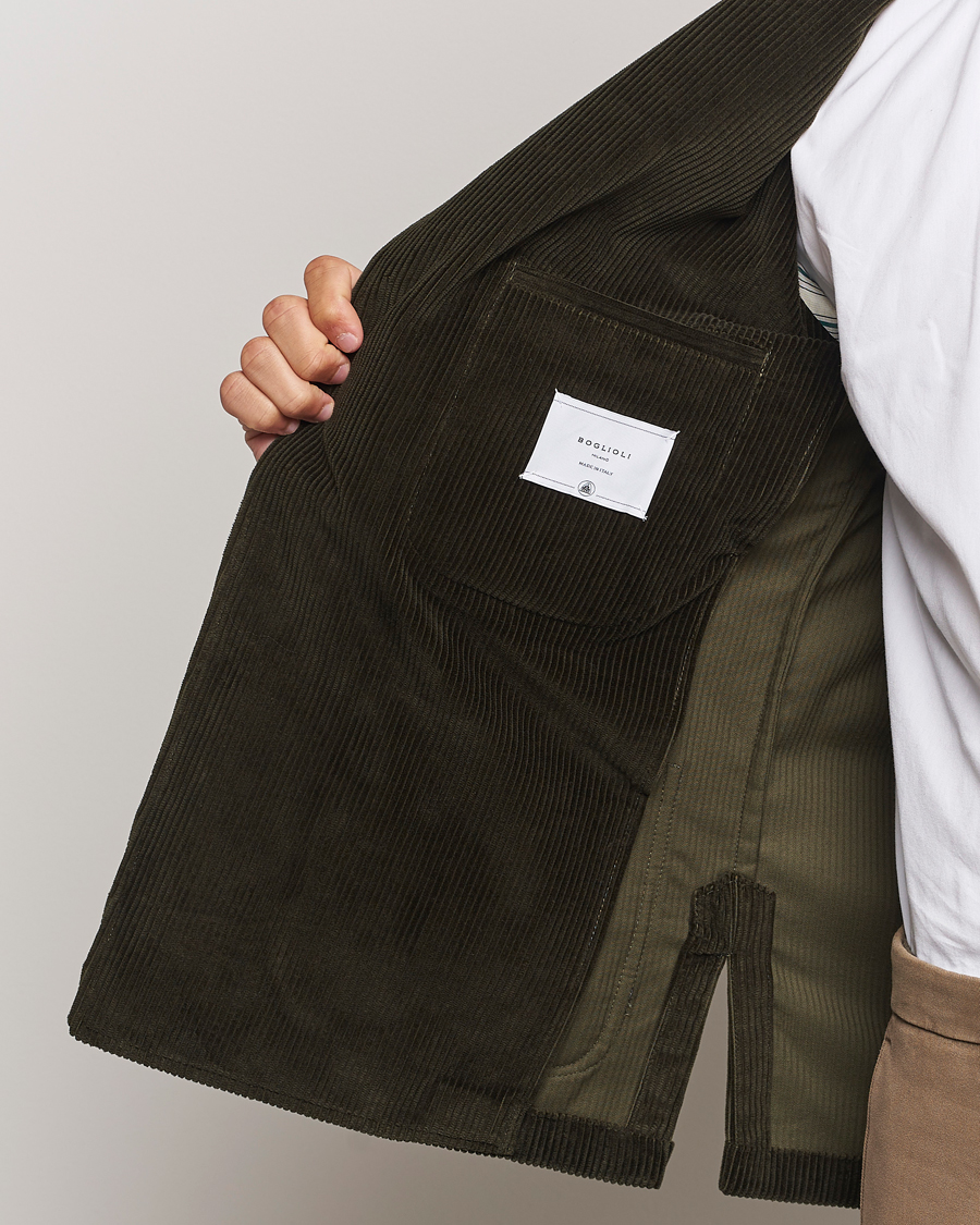 Uomini | Blazers | Boglioli | Wale Corduroy Painter Jacket Dark Green