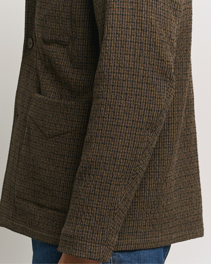 Uomini | Giacche | Aspesi | Wool Houndstooth Jacket Dark Brown