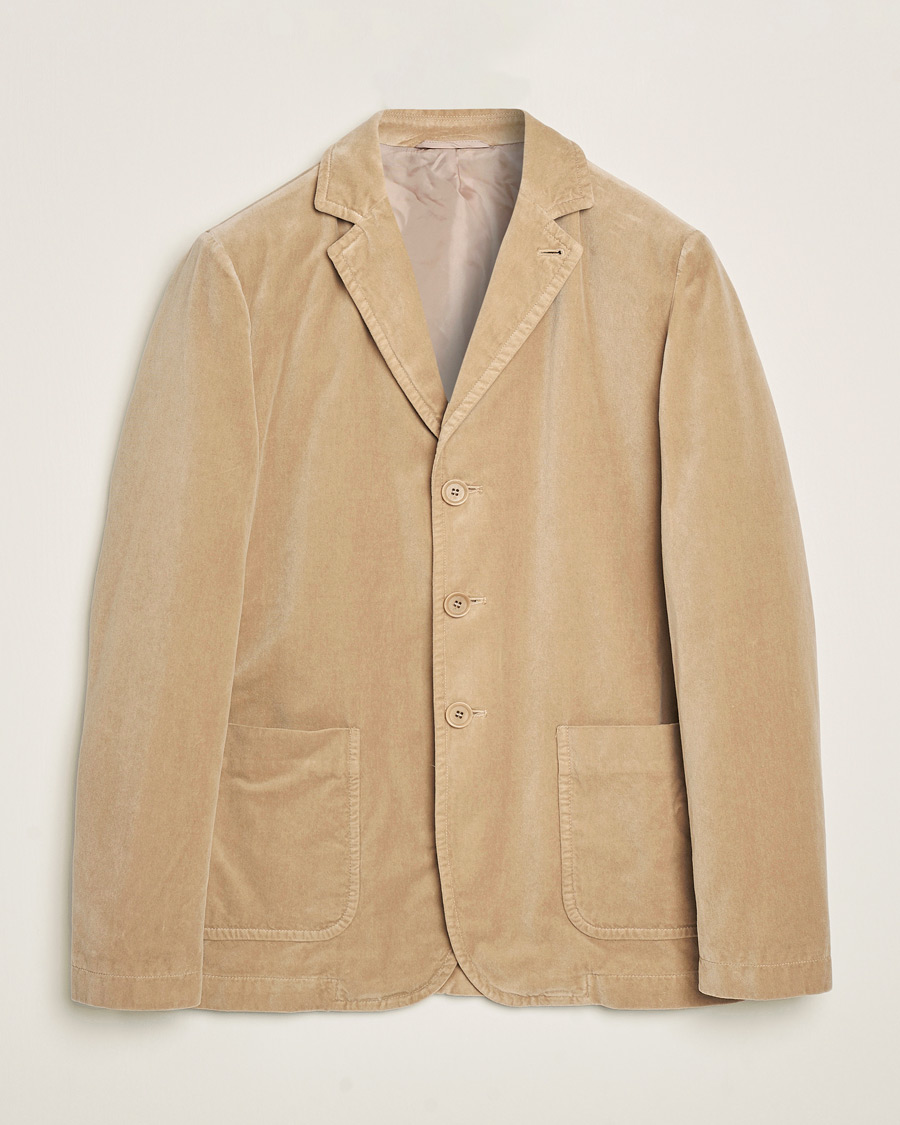Uomini | Blazers | Aspesi | Velvet Casual Jacket Beige