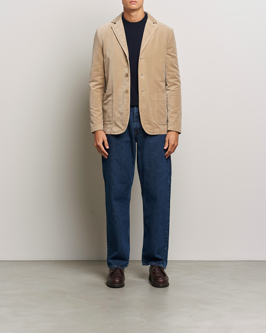 Uomini | Blazers | Aspesi | Velvet Casual Jacket Beige