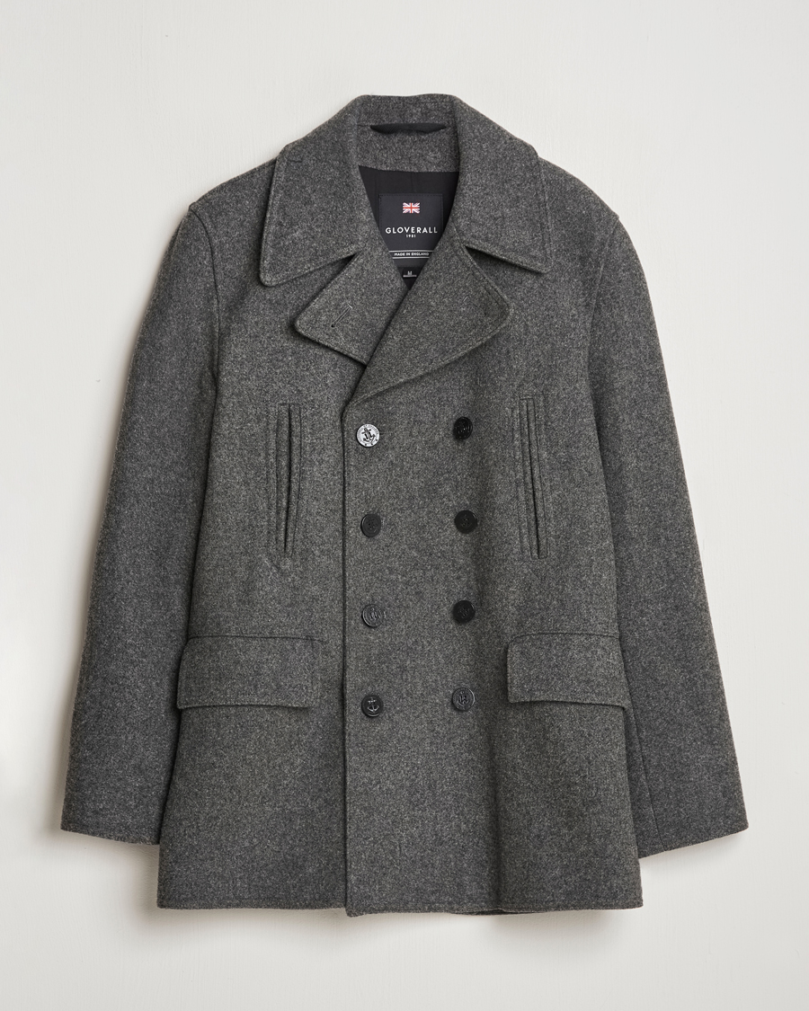 Uomini | Giacche | Gloverall | Churchill Reefer Peacoat Grey