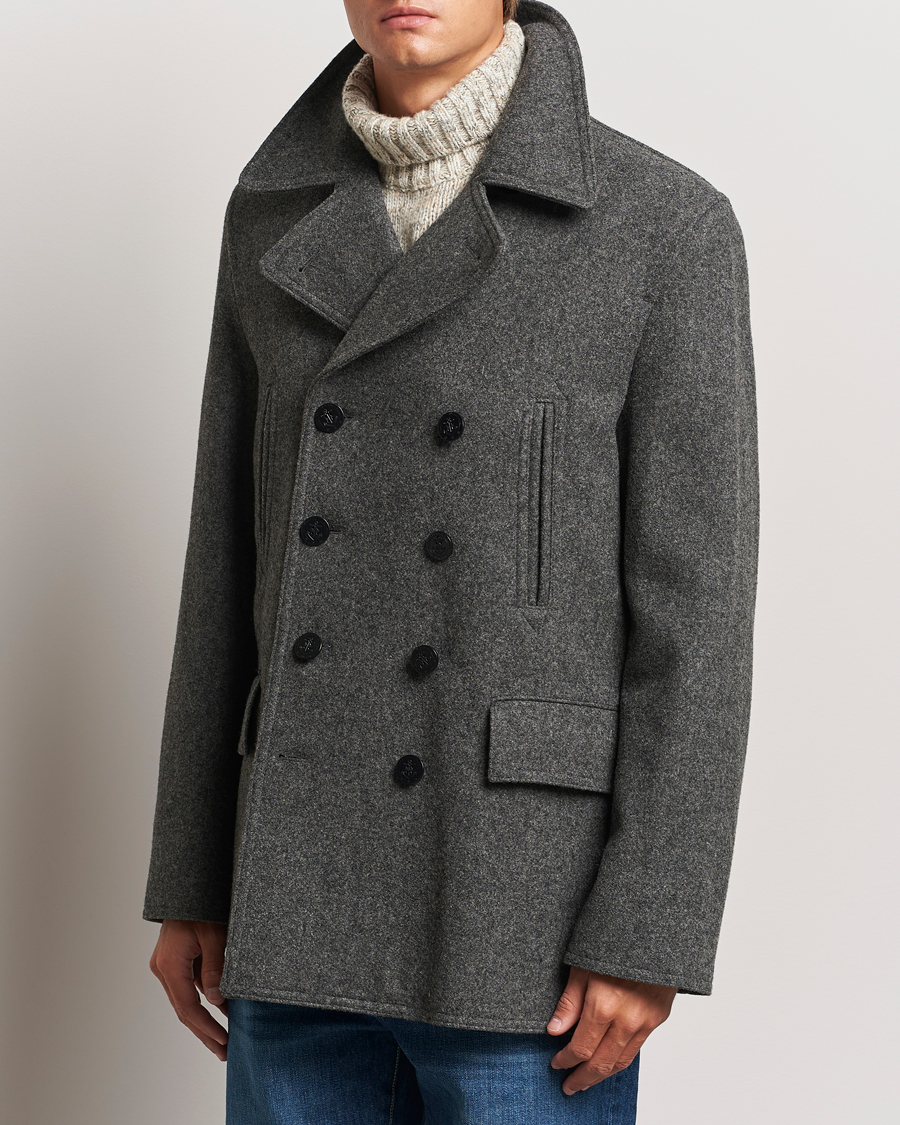 Uomini | Giacche | Gloverall | Churchill Reefer Peacoat Grey