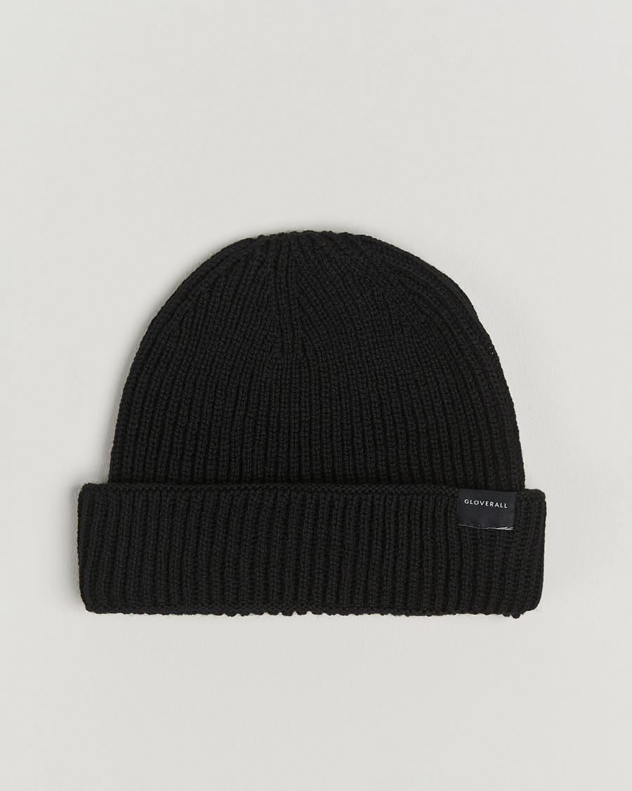 Uomini | Gloverall Fisherman Lambswool Beanie Black | Gloverall | Fisherman Lambswool Beanie Black