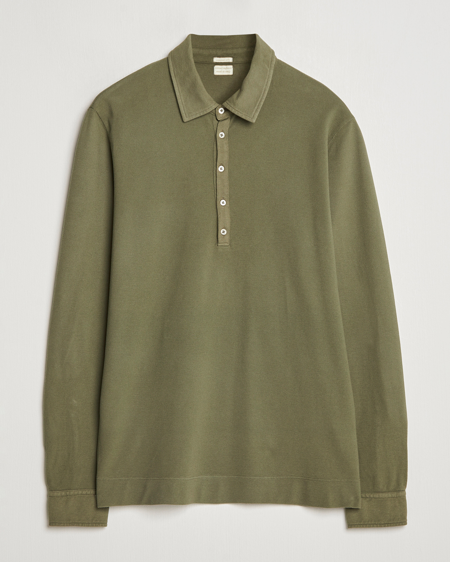 Uomini | Maglieria | Massimo Alba | Ischia Cotton/Cashmere Long Sleeve Polo Military