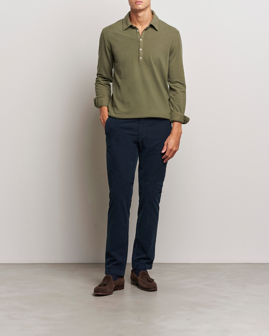Uomini | Maglieria | Massimo Alba | Ischia Cotton/Cashmere Long Sleeve Polo Military