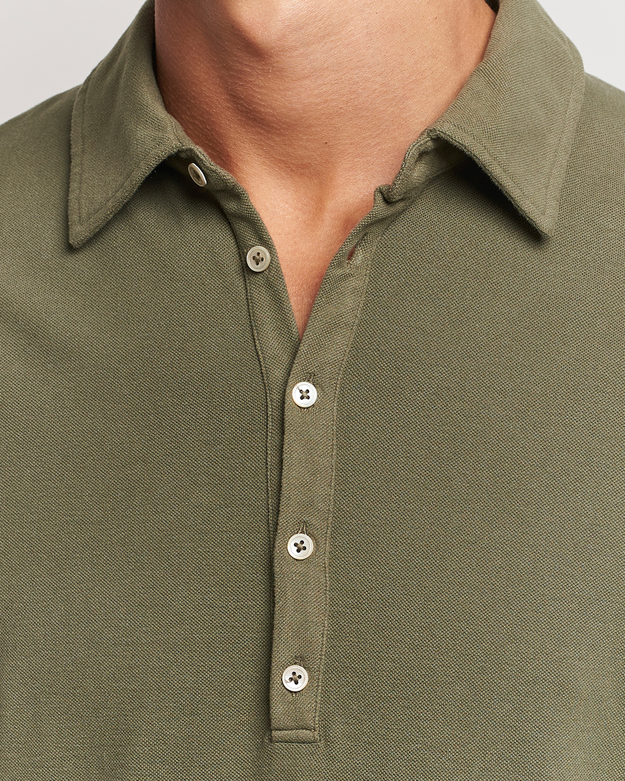 Uomini | Maglieria | Massimo Alba | Ischia Cotton/Cashmere Long Sleeve Polo Military