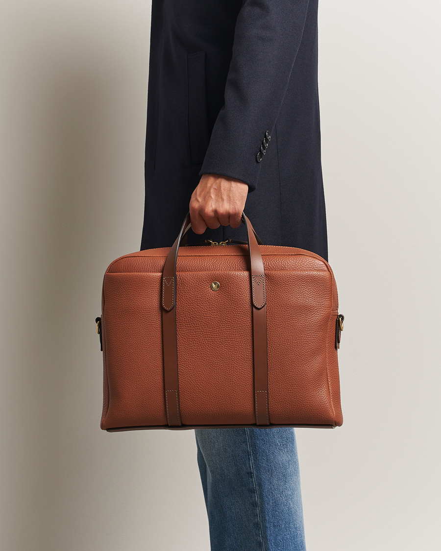 Uomini | Mismo Aspire Pebbled Leather Briefcase Tabac | Mismo | Aspire Pebbled Leather Briefcase Tabac