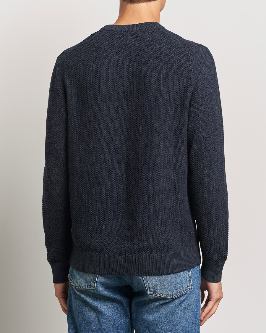 Uomini | Maglieria | NN07 | Pete Cotton Knitted Crew Neck Navy Melange