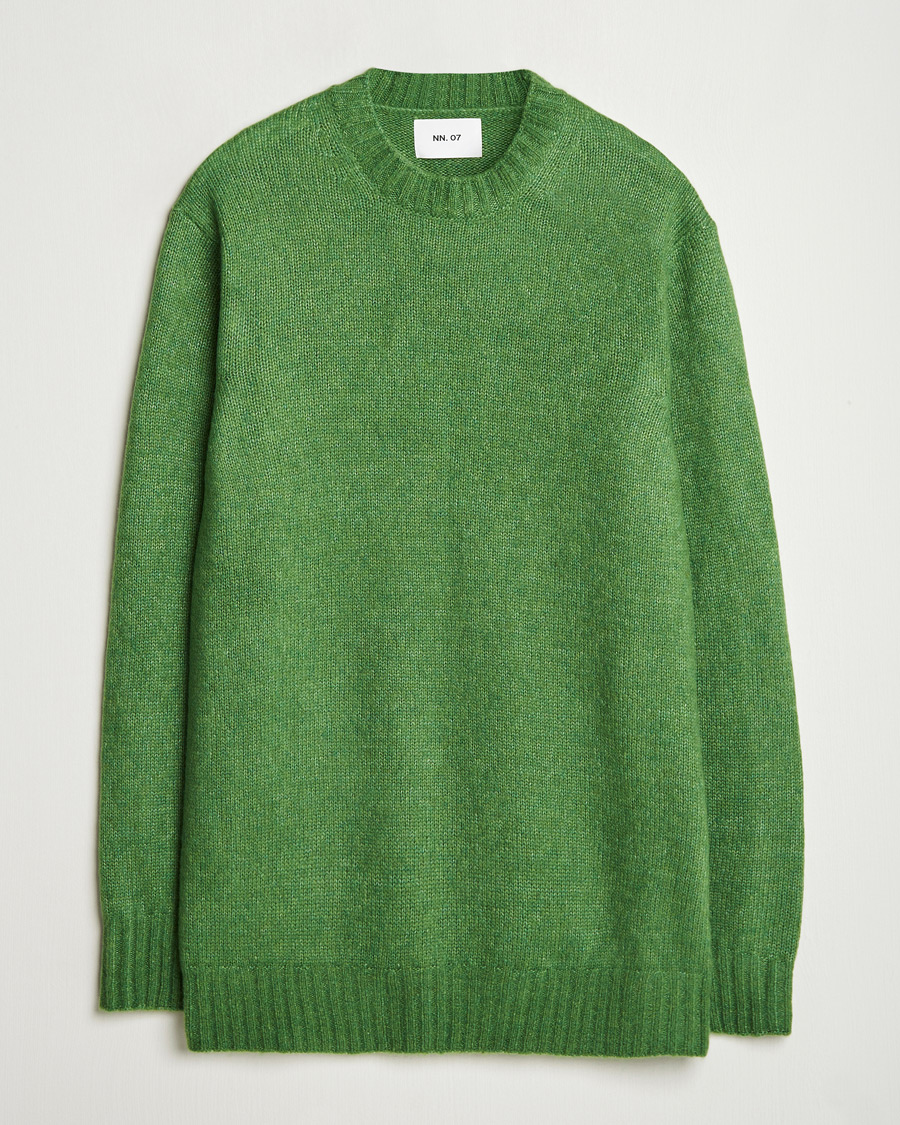 Uomini | Maglieria | NN07 | Lee Brushed Wool Crew Neck Kale Green