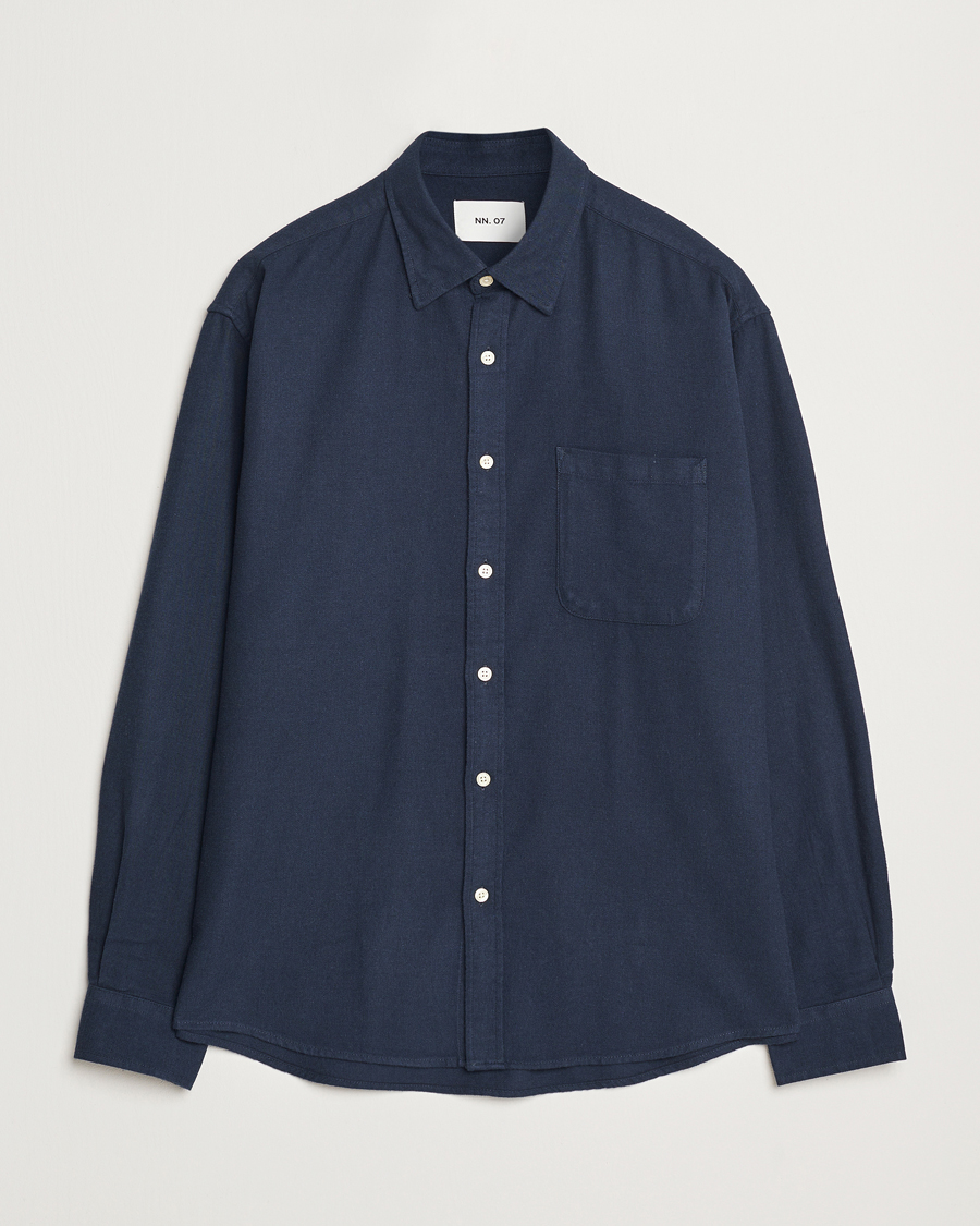 Uomini | Camicie | NN07 | Deon Flannel Checked Shirt Navy Blue