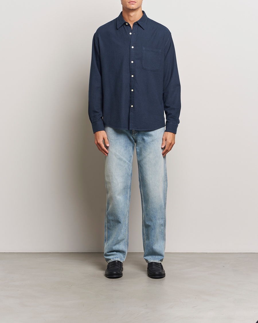 Uomini | Camicie | NN07 | Deon Flannel Checked Shirt Navy Blue