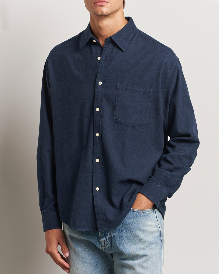 Uomini | Camicie | NN07 | Deon Flannel Checked Shirt Navy Blue
