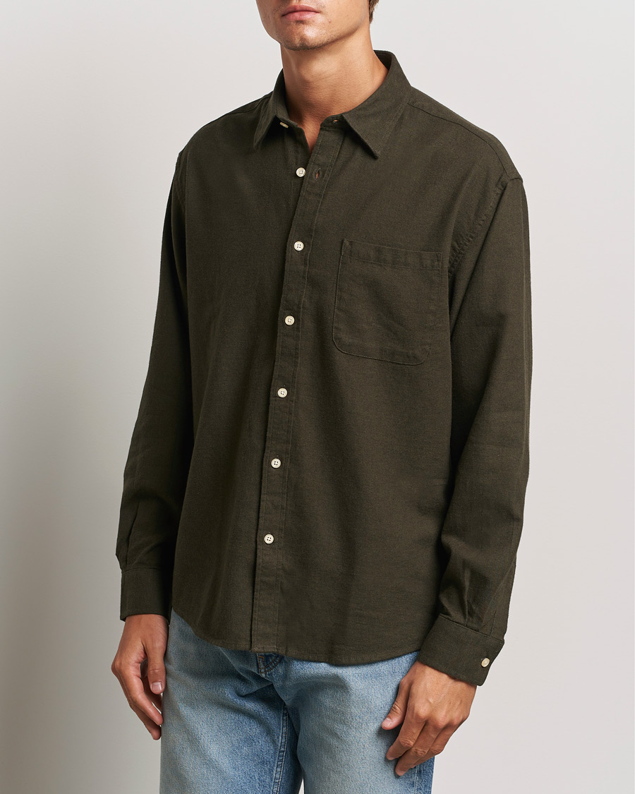 Uomini | Camicie | NN07 | Deon Flannel Checked Shirt Dark Army