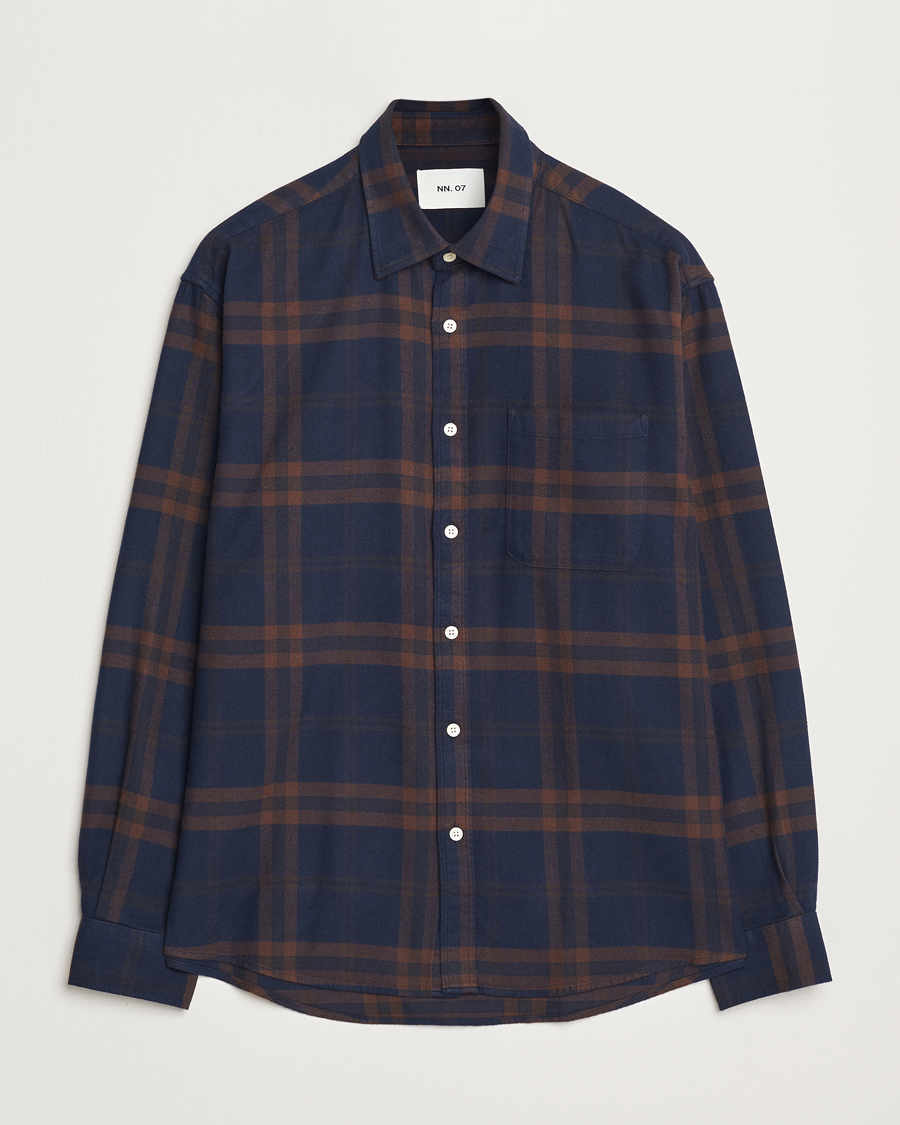 Uomini | Camicie | NN07 | Deon Flannel Shirt Blue/Brown