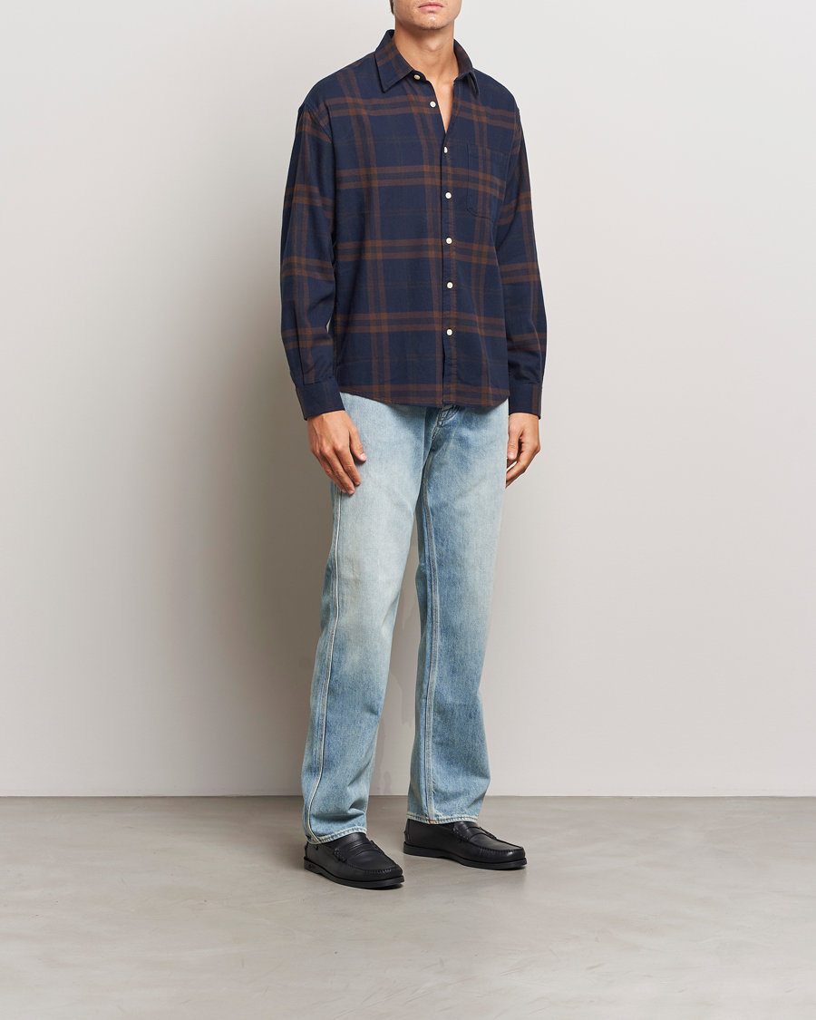 Uomini | Camicie | NN07 | Deon Flannel Shirt Blue/Brown
