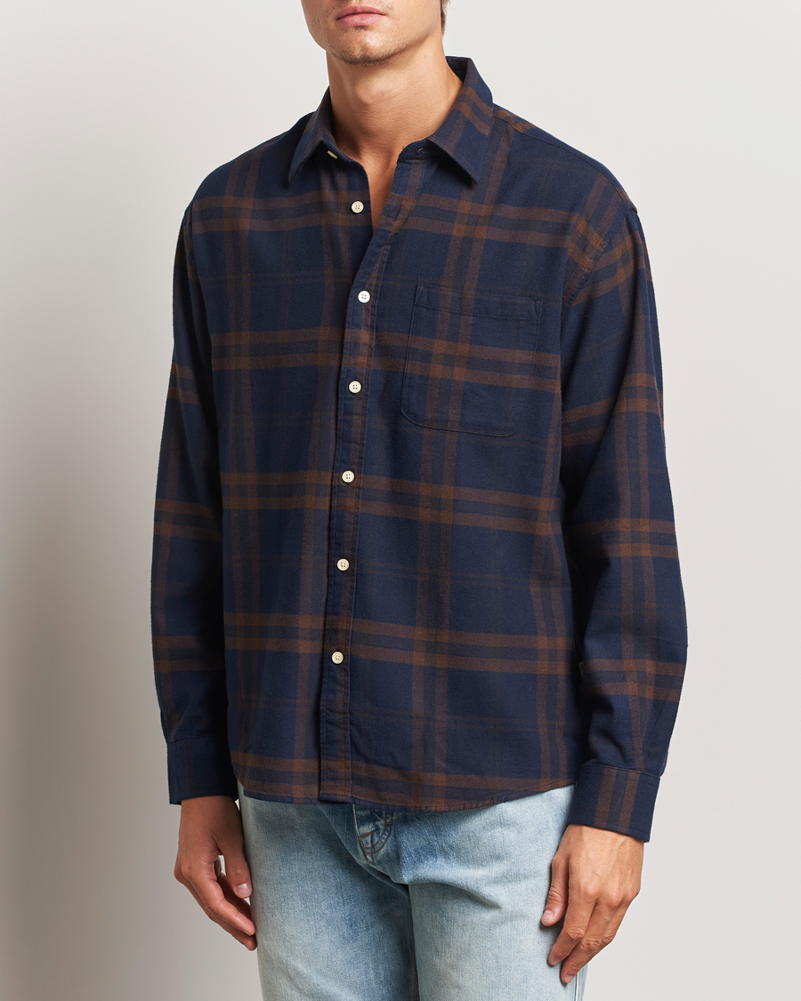 Uomini | Camicie | NN07 | Deon Flannel Shirt Blue/Brown