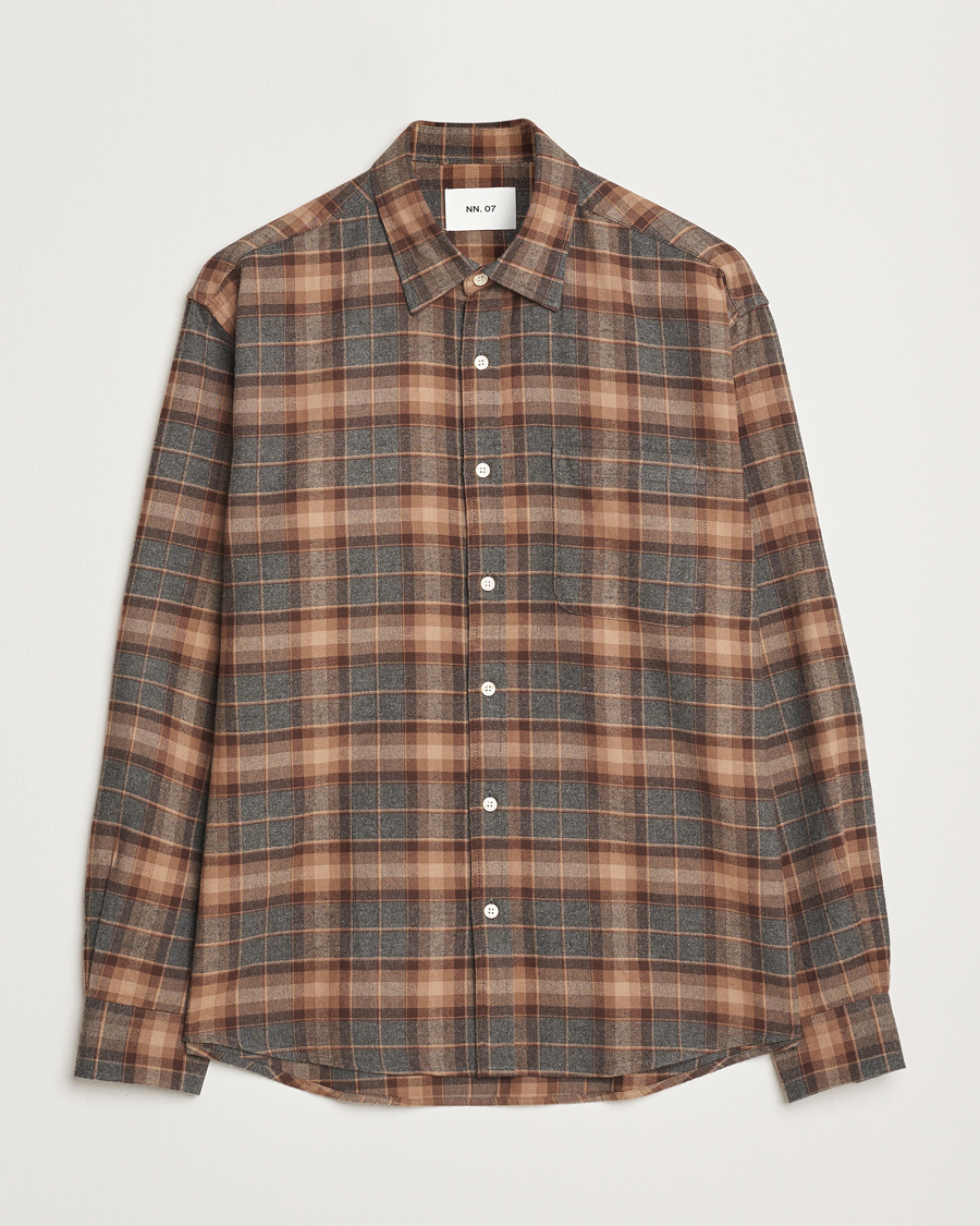 Uomini | Camicie | NN07 | Deon Flannel Checked Shirt Rust Red