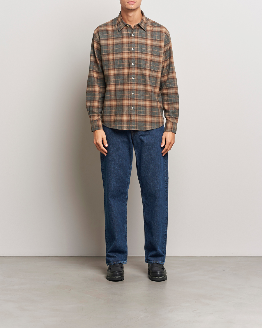 Uomini | Camicie | NN07 | Deon Flannel Checked Shirt Rust Red