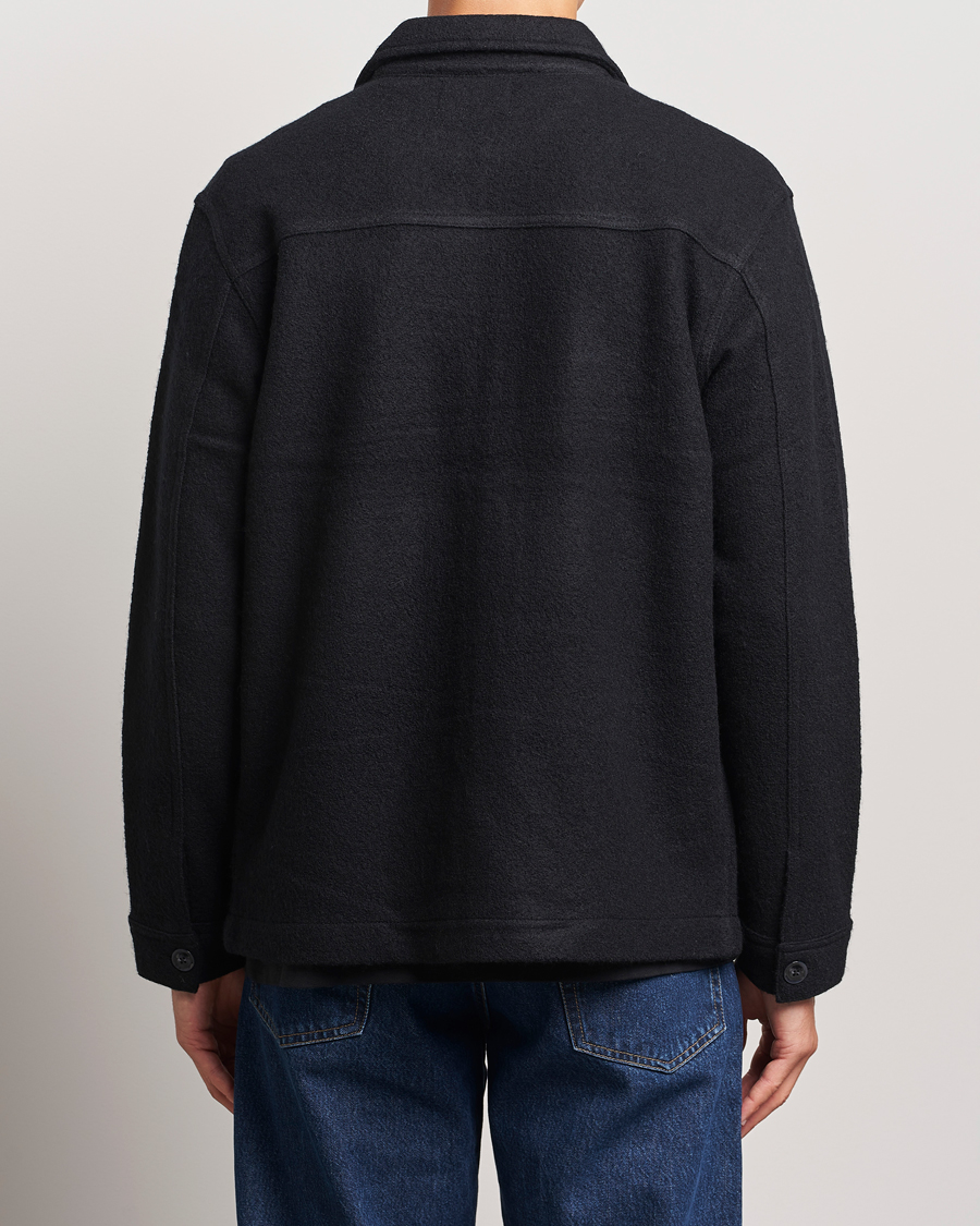 Uomini | Maglieria | NN07 | Isak Boiled Wool Full Zip Black