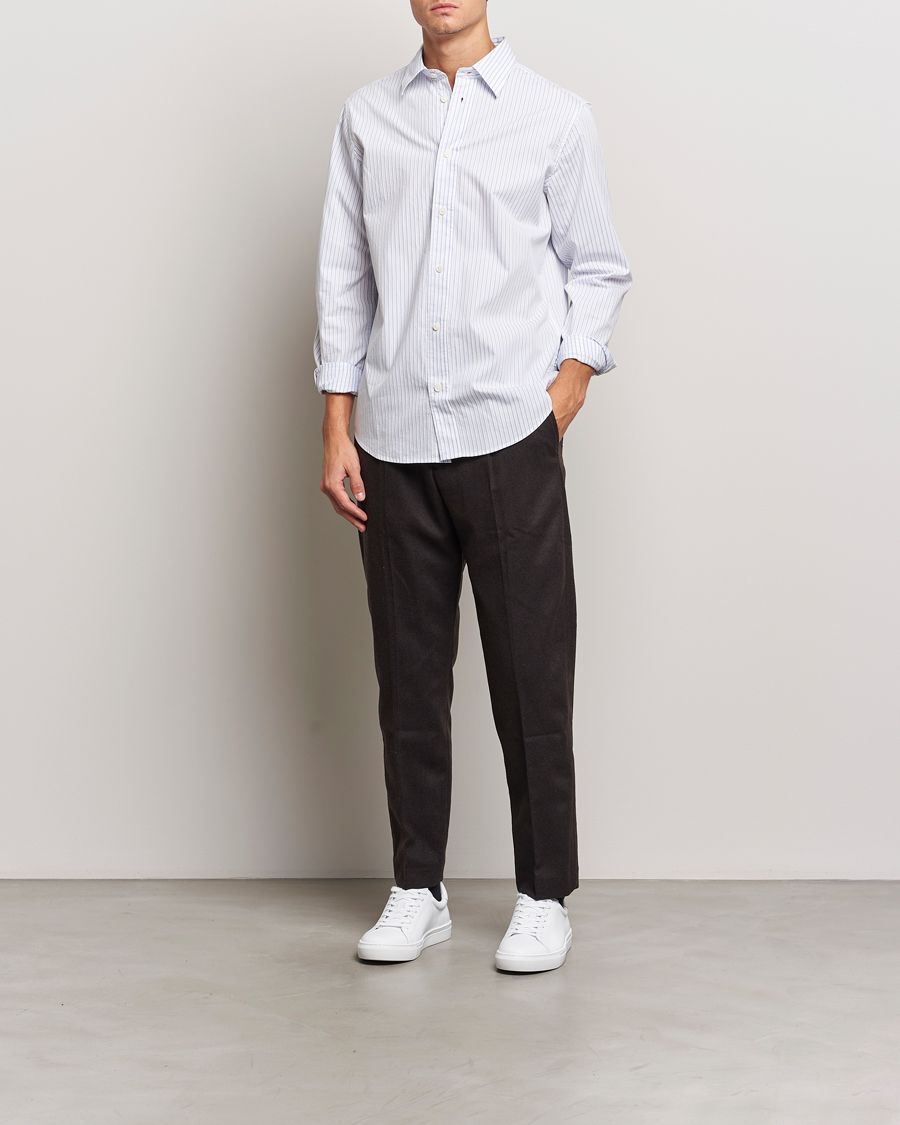 Uomini | Camicie | NN07 | Colby Poplin Striped Shirt White/Blue