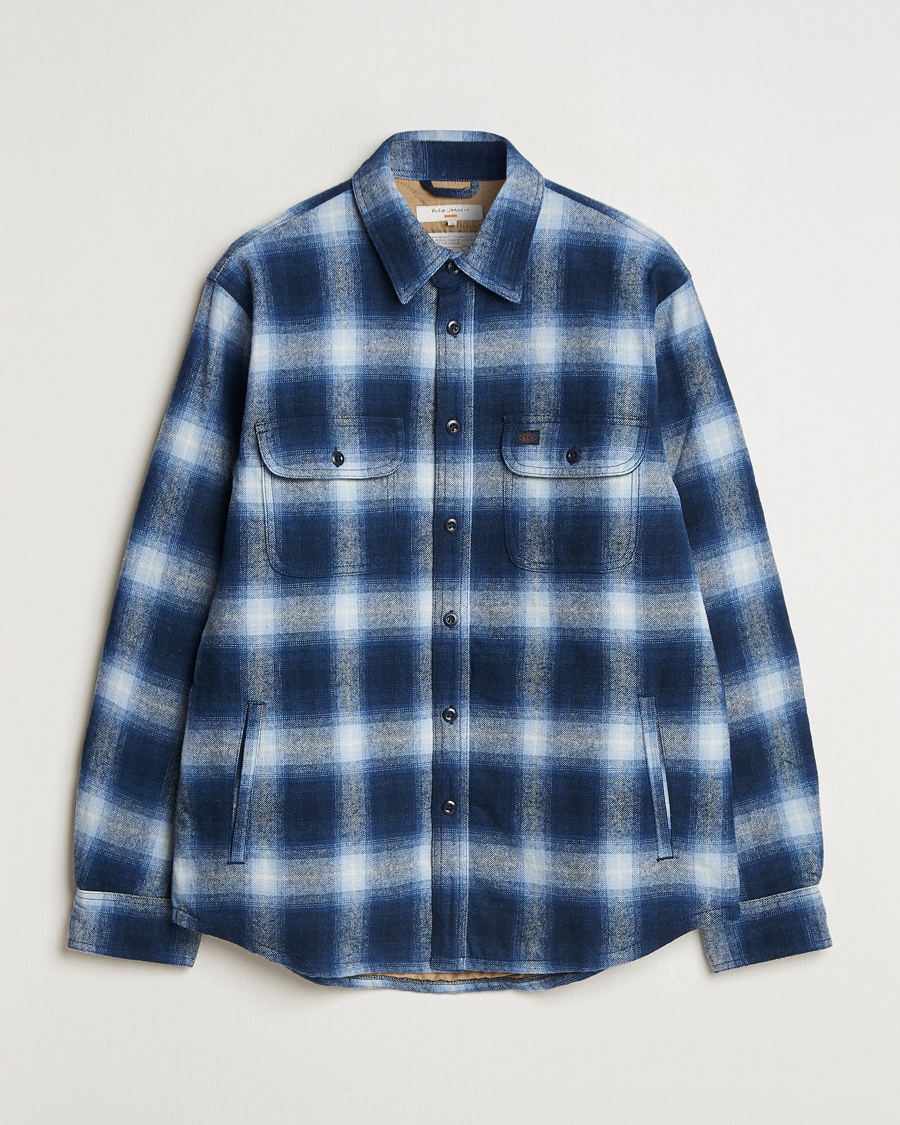 Uomini | Giacche | Nudie Jeans | Glenn Padded Checked Shirt Jacket Blue