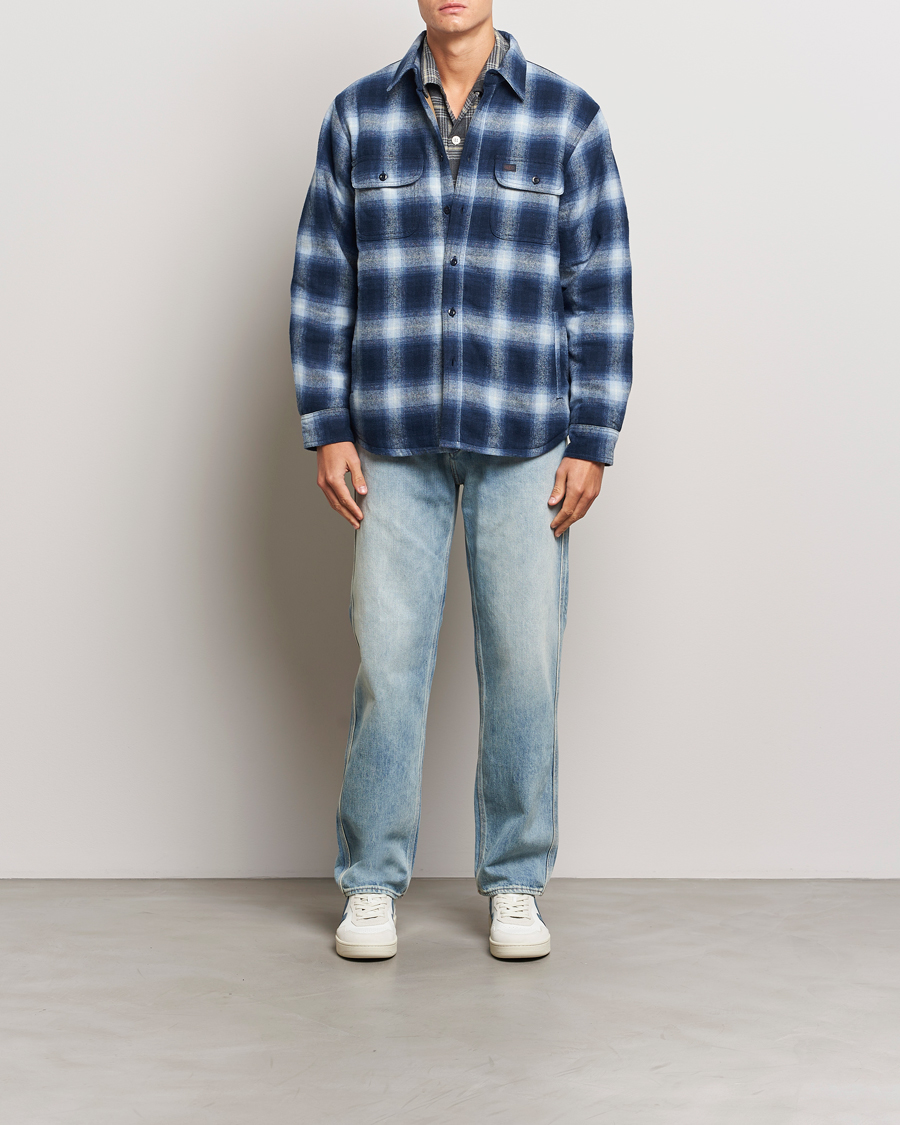 Uomini | Giacche | Nudie Jeans | Glenn Padded Checked Shirt Jacket Blue