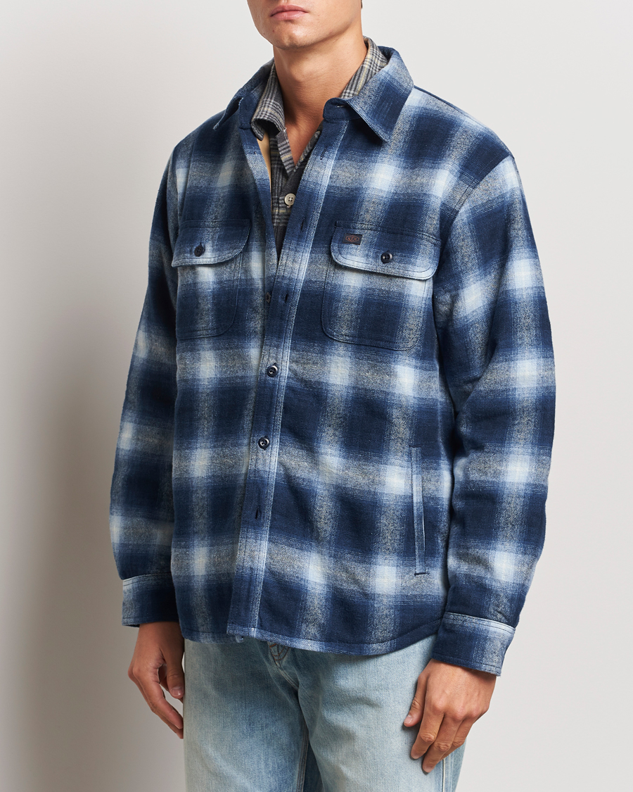 Uomini | Giacche | Nudie Jeans | Glenn Padded Checked Shirt Jacket Blue